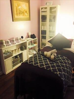 Esthetician's Room for Herbal Body Wraps, Facials, Waxing, and more