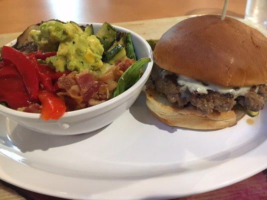 American Burger + side salad