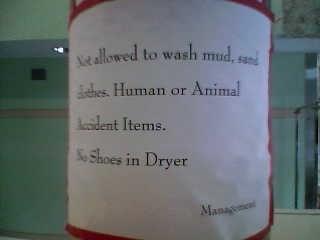 One of many signs to assist Haights To Wash customers in their sincere endeavors to come clean.