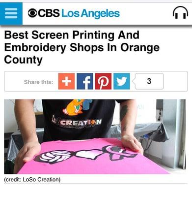 Thanks for the shout out CBS Los Angeles!