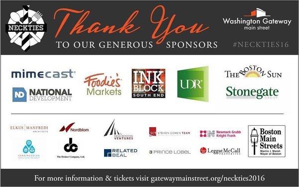 Thank you sponsors for our Necktie fundraising event in 2016 .