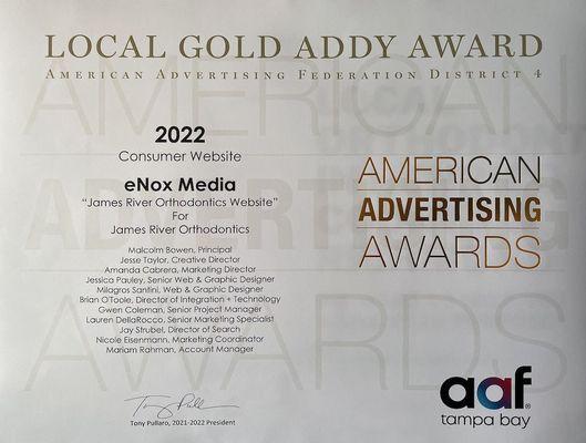 So proud of the eNox team for winning this prestigious Gold ADDY award!