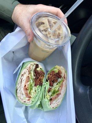 Turkey BLT Wrap (with a guest appearance by an iced latte from Georgio's)