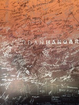 Jordan Hangar signatures at the front entrance