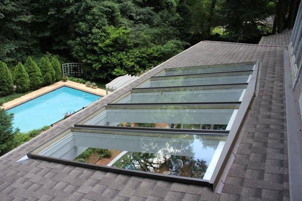 5- gang skylight on a porch.  Single frame provides simple, leak free installation with TONS of light! Helps light up the interior room too.