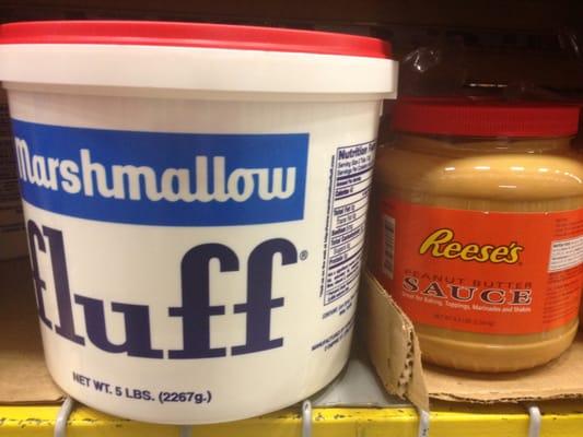 Gargantuan bucket of fluff & Reese's peanut butter sauce as it's partner