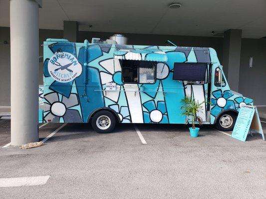 Our vintage food truck painted by local artists