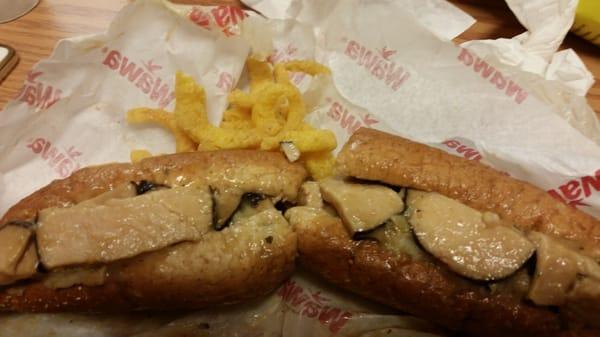 The new turkey sandwich was not good. #smoke turkey, #long roll, #stuffing, #cheese, #gravy, #cranberry Not good at all.