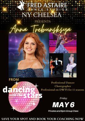 Our very first Guest Coach
  "Anna Trebunskaya" is excited to dance with you! 
 Save the date!