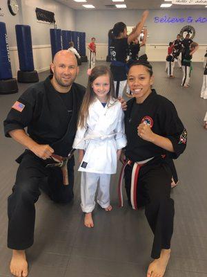 Master Carl Beams awarding Mia her white belt! ABK FREEHOLD