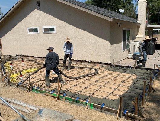 Pouring concrete