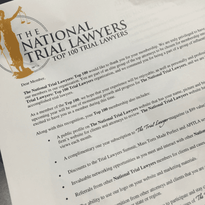 Thank you to the National Trial Lawyers for this honor of being chosen as a Top 100 Trial Lawyer!...