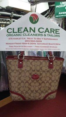 We clean more than clothes. Bring in your handbags, shoes, accessories and more.