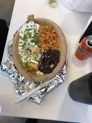 Chicken Flauta Rice and Beans