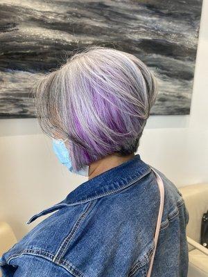 Having a little fun with this pop of color and bob