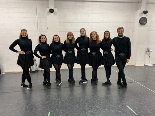 Group of dancers warming up before a show