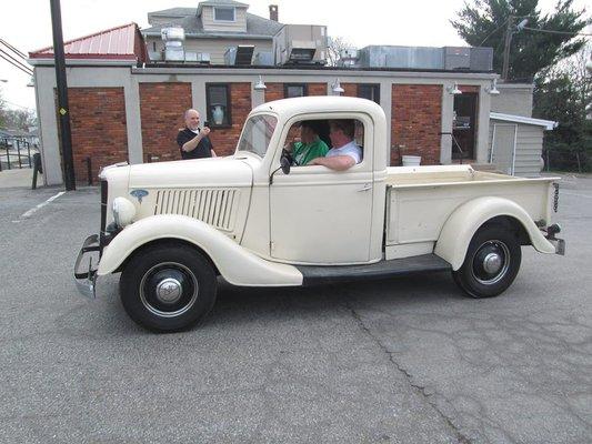 A couple of classic; Ford truck and Dave Fisher Sr.