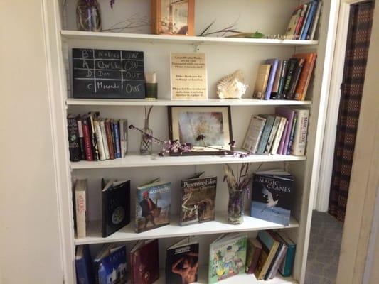 hallway to office with books to look at while you wait