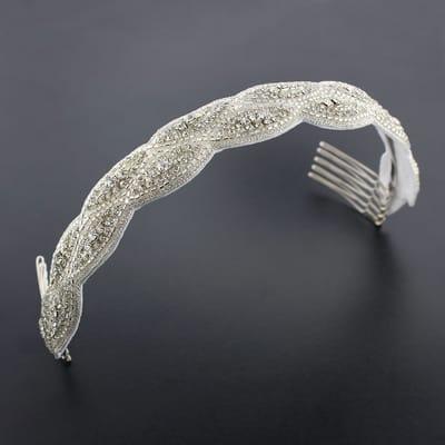 Crystal headband with braided pattern.