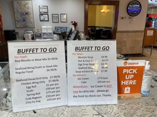 You can also take your buffet to go. Looks like GrubHub also delivers.