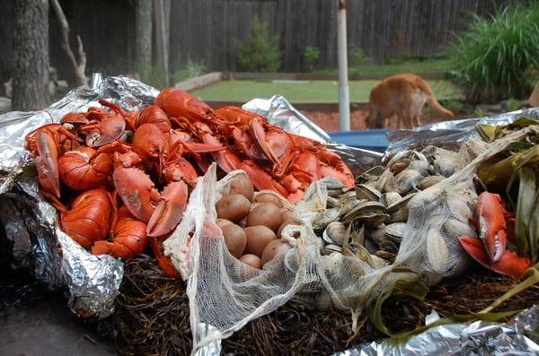 lobster bake at a camp