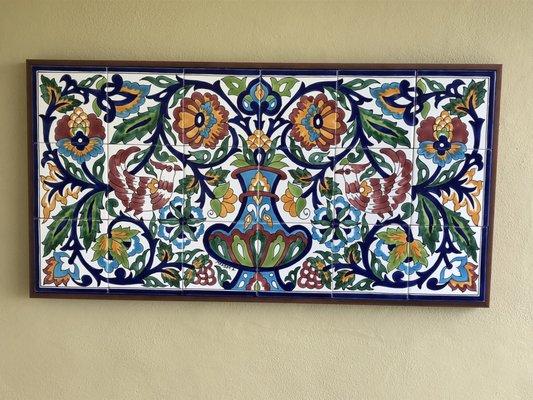 Framed tile wall art.