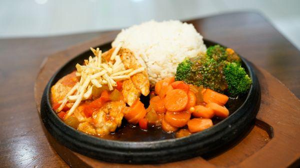 Chicken steak with rice