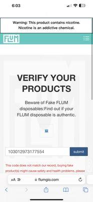 We were able to contact flum and they confirmed it was a fake. We confirmed online with the bar code. As well as contacting them via email.