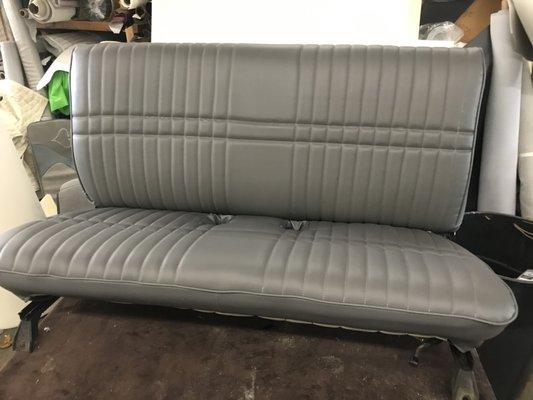 Truck Corrido seat Upholstered in color grey for a Pickup Truck! #fivestarupholstery #Truckseat #truck #upholstery