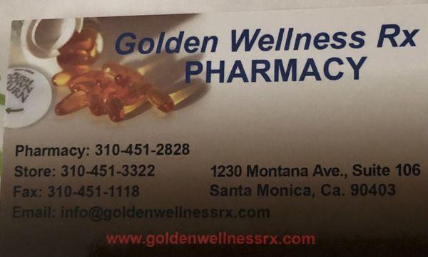 Golden Wellness Rx Pharmacy business card