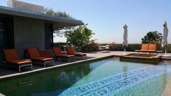 Outdoor lounge chairs with Dry-fast foam fills.