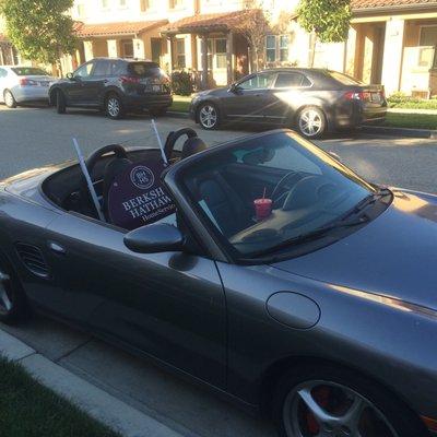 Emilia Marie had to make sure the For sale sign got to her listing no matter how small her car is.