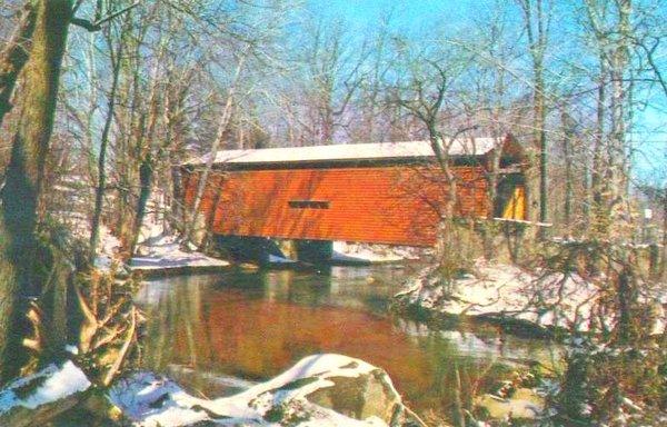 Bartram's Covered Bridge Newtown Square, PA -- Vintage Postcard