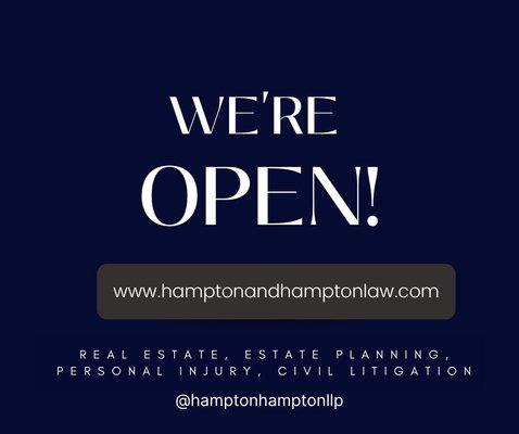 We're Open for Business! Hampton & Hampton LLP