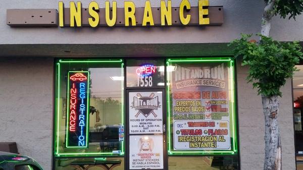 Hitruninsurance.com new location 1558 orange st Redlands CA 92374