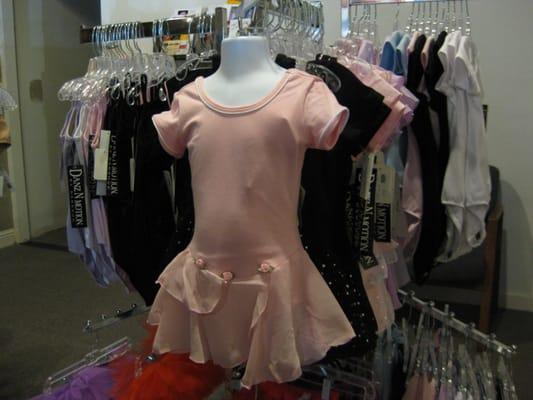 Girls' leotards, ballet skirt and tutus, dance dresses.