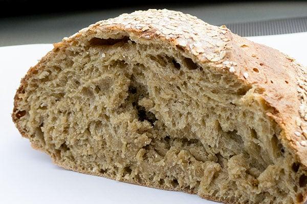 Vegan Oatmeal Molasses Whole Wheat bread.  It was hot out of the oven at 1 PM.