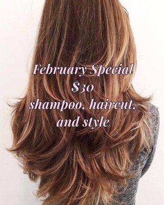 Just a few days left for the February haircut special. Don't miss out!!