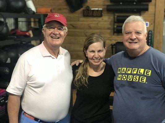 The Aker brothers with their trainer Emily