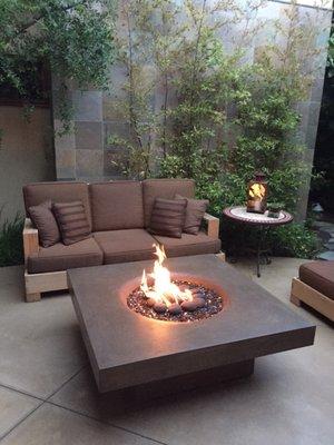 Our KLEIN Fire Table in Walnut tinted concrete.