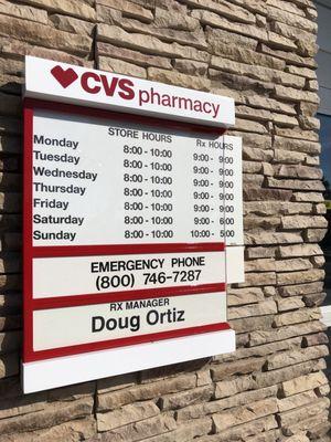 Hours for the store & pharmacy. (6/24/2019)