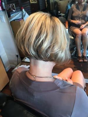 Long layered bob with highlights