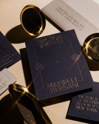 Navy and Gold invitations