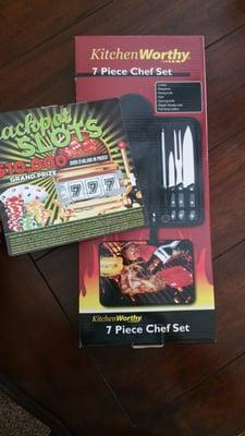 Misleading advertisement. You don't get the 10K just the kitchen chef set that's made in China.