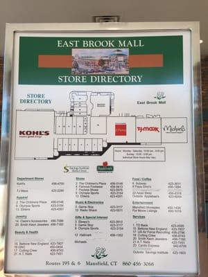 It's time for the mall to update its directory. JCPenney and Radio Shack closed. Dollar Tree & Dress Barn took over JC Penney.