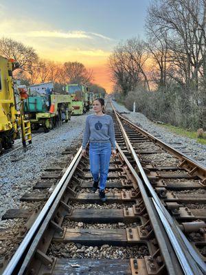 Sunset over the Pulaski Street tracks.