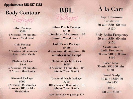 Body Contouring price list