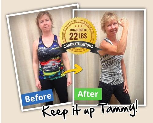 Tammy lost 22 lbs, lost inches and got much stronger!  She is very consistent and followed through to get into her best shape.