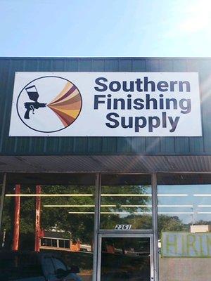 Southern Finishing Supply new storefront signage 2021, Wood finishing wholesale, distributor, retail sales.