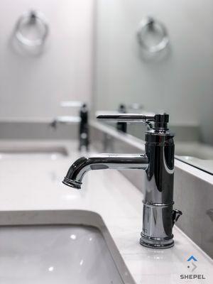 Imagine a sleek and neutral style bathroom to take your bathroom space to the next level -- a dynamic design reflecting modernity.